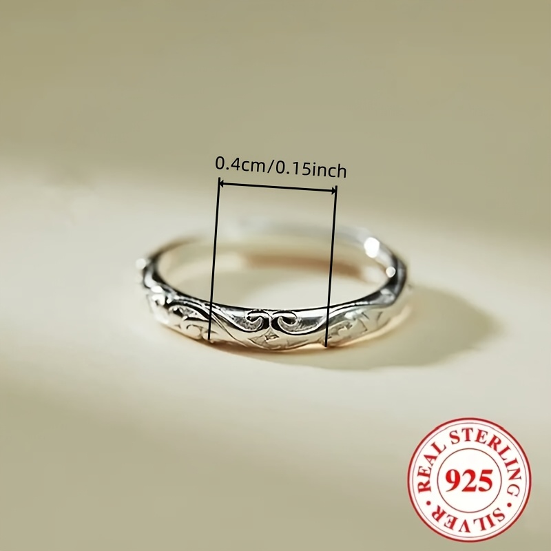 925 Silver Pattern Ring for Women's Daily Casual Party Jewelry